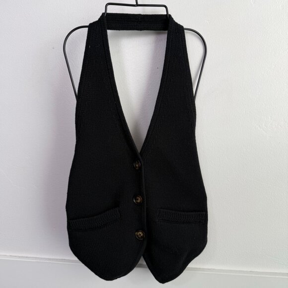 REFORMATION Black Romy Halter Sweater Vest - Picture 3 of 9
